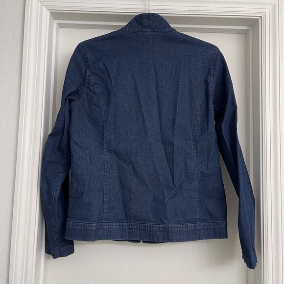 Eileen Fisher Denim Bomber Jacket Full Zip Casual Chic Western Boho Sz Small - Picture 2 of 6